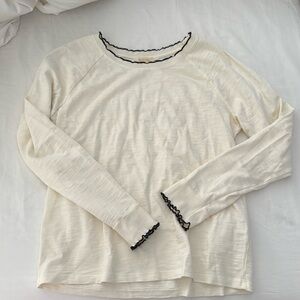Contrast stitching long sleeve sweater tee
